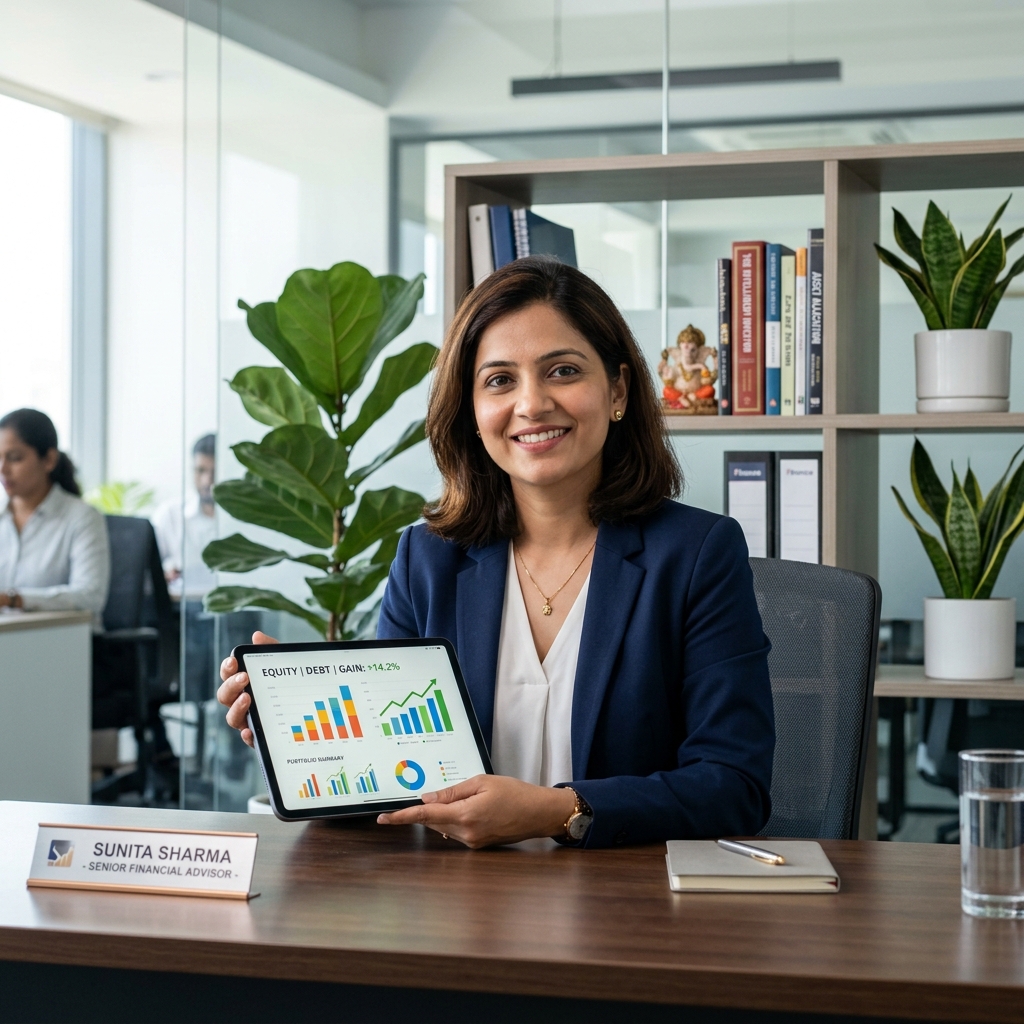 Indian female financial advisor with tablet